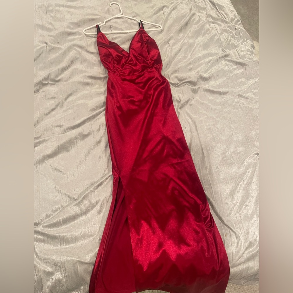 Red silk Formal Dress ruched back WINDSOR